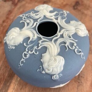 Vintage Wedgwood Blue Jasperware Trinket Box or Hairpin Box